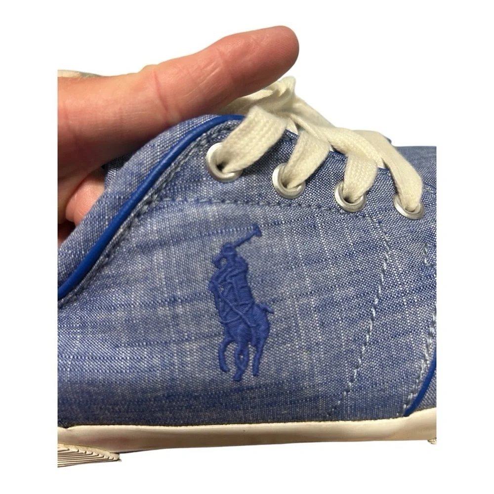 Ralph Lauren Blue Cream Sneakers Casual Comfort(Faxon low) - Picture 7 of 15